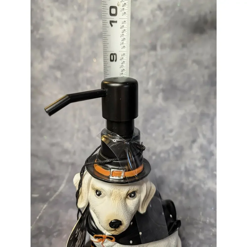 NEW! Witch Dog Pump Soap Dispenser Yellow Lab Halloween Decor Gift